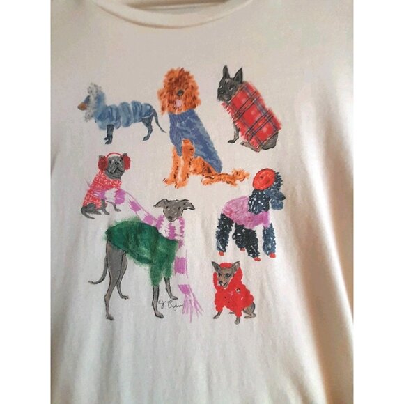 J. Crew Winter Fall Holiday Dogs In Coats  Size Small Collector Tee - Picture 2 of 5